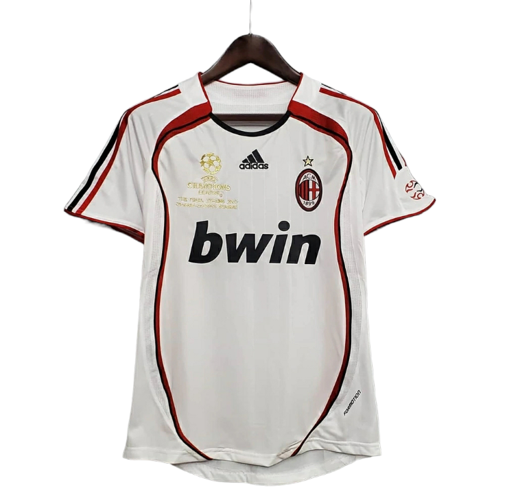 CAMISA RETRÔ AC MILAN 06/07 - TORCEDOR - ADIDAS - BRANCO COM DETALHES EM VERMELHO - MASCULINO