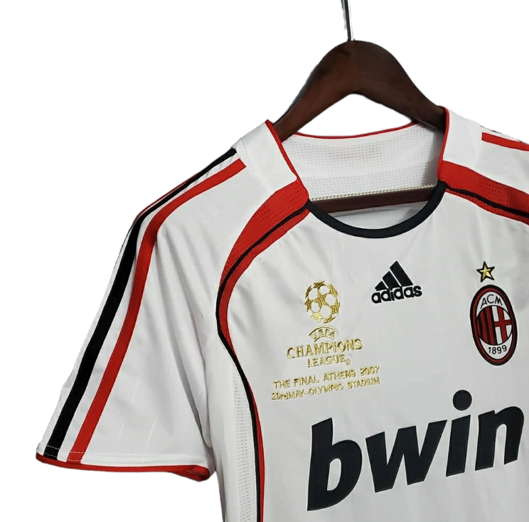 CAMISA RETRÔ AC MILAN 06/07 - TORCEDOR - ADIDAS - BRANCO COM DETALHES EM VERMELHO - MASCULINO