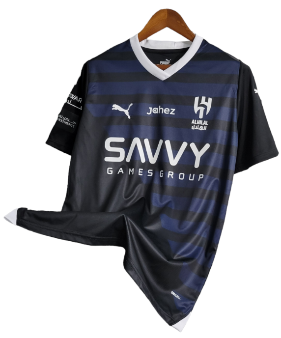 CAMISA AL-HILAL III 23/24 - AZUL COM DETALHES EM PRETO E BRANCO - PUMA - TORCEDOR - MASCULINO
