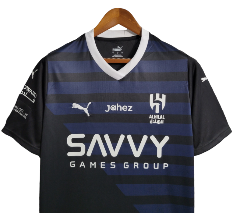 CAMISA AL-HILAL III 23/24 - AZUL COM DETALHES EM PRETO E BRANCO - PUMA - TORCEDOR - MASCULINO